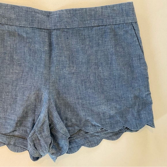 Ann Taylor Loft Women’s 12 Riviera Scallop Hem Shorts Chambray Linen Blend - Picture 4 of 12